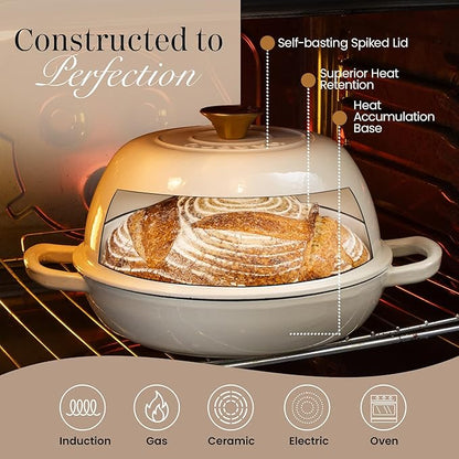 Enamelled Cast Iron Dutch Oven For Bread Baking – Dutch Oven Pot For Sourdough Bread Baking – Cast Iron Bread Pot – Dark Blue, 6 Quarts, 26cm – by Nuovva - Image 3