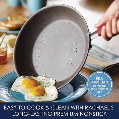 Rachael Ray - 87630 Rachael Ray Cucina Hard Anodized Nonstick Cookware Pots and Pans Set, 12 Piece, Gray with Red Handles - Image 3