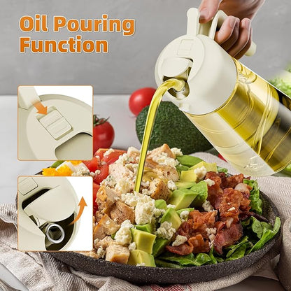 Marbrasse Oil Dispenser for Kitchen,20 OZ /600ml Leakproof Glass Oil Bottle with Auto Flip Cap,Olive Oil Dispenser for Kitchen Cooking（Beige） - Image 3