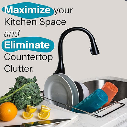 Better Houseware Over Sink Dish Drying Rack Space-Saving Dish Rack for Kitchen Counter Stainless Steel 19.25 x 8.25 x 4.5 - Image 2