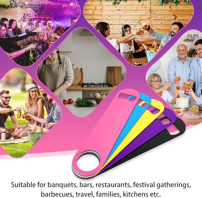 KTOJOY 5 Pack Stainless Steel Colorful Beer Bottle Opener Set, 7 Inch, Large Colorful Design, - Image 7