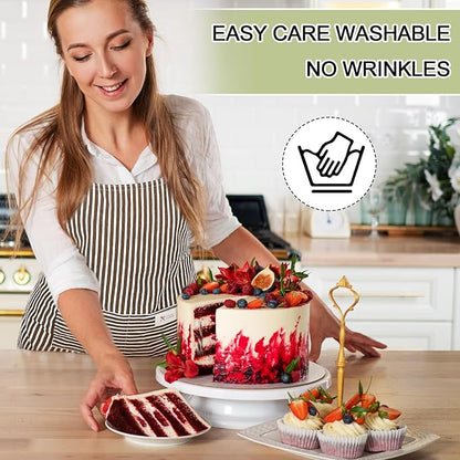 Janmercy 24 Pcs Aprons for Women Men with 2 Pockets Linen Cooking Kitchen Apron Adjustable Bib Chef Apron Bulk Aprons Unisex