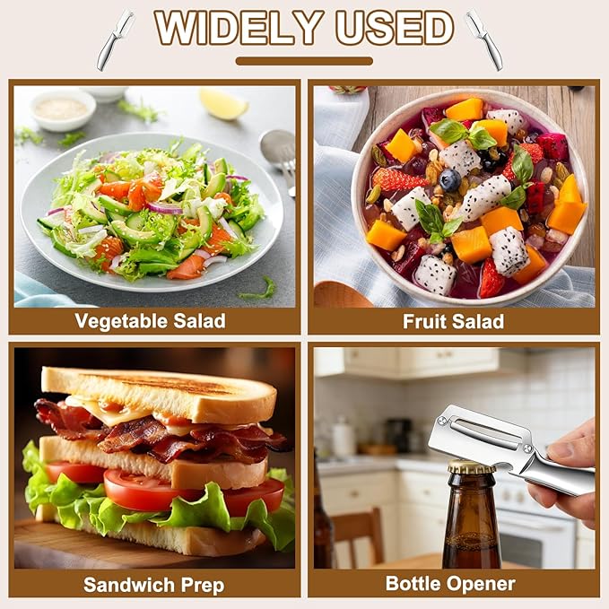 2pcs Multi-Functional Vegetable Peeler for Kitchen, 2026 New Vegetable Peeler with Wooden Handle and Bottle Opener, 2 in 1 Stainless Steel Kitchen Tool for Fruit Apple Potato Pumpkin Slicer - Image 7