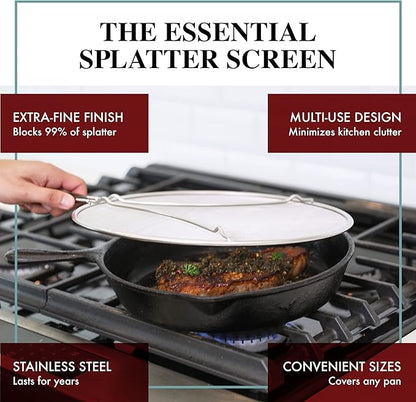 Splatter Screen for Frying Pan - 11.5 Inch Stainless Steel Grease Splatter Guard - Cover Oil Splash when Sizzling Bacon, Cooking Fried Chicken or Popcorn - Image 2