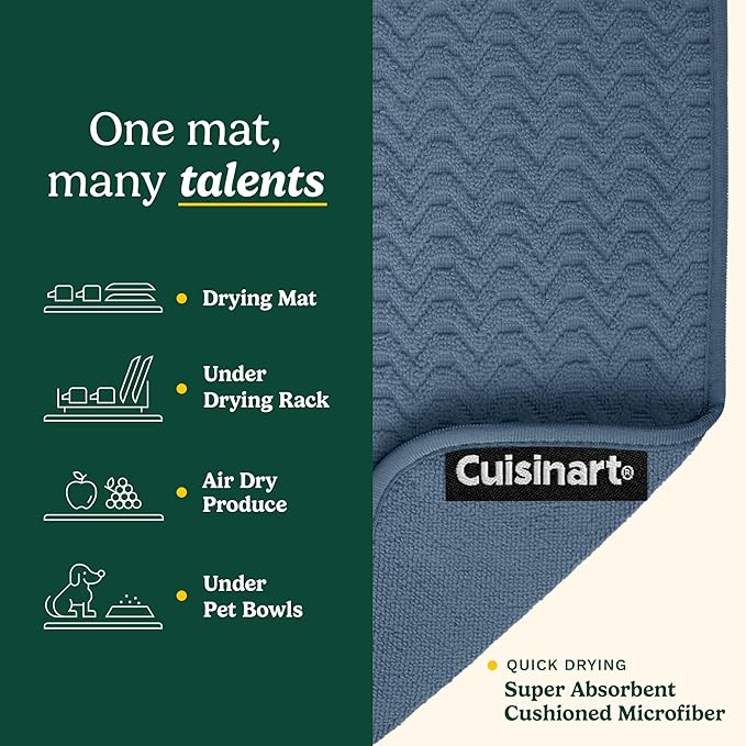 Cuisinart Dish Drying Mats for Kitchen Counter - (2) 18" x 24" Ultra Absorbent Dish Drying Mat XL - Foldable, Machine Washable, Fast Drying Dish Mat (Geostripe) - Image 3