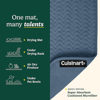 Cuisinart Dish Drying Mats for Kitchen Counter - (2) 18" x 24" Ultra Absorbent Dish Drying Mat XL - Foldable, Machine Washable, Fast Drying Dish Mat (Geostripe) - Image 3