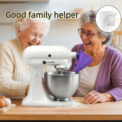 Flour Funnel for KitchenAid Mixer 5 Qt, Anti-Splash Attachment for Tilt-Head Stand Mixer 4.5 & 5 Quart (KSM150), Dishwasher Safe No-Mess Baking Tool, Easy Pour Accessory (Green)