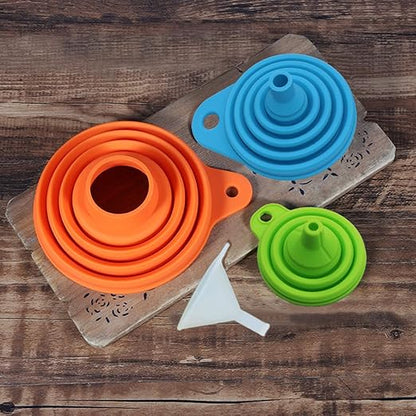 KongNai 4 Sizes Kitchen Funnel Set, Food Grade Silicone Collapsible Funnel, Funnels for Kitchen Use Filling Bottles, Canning, Cooking, and Water Powder Transfer - Image 3