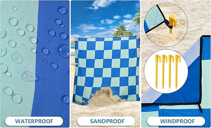 HIHOHO Beach Blanket Waterproof Sandproof Extra Large Beach Mat 79" X 83"/120"x108"for 1-8 Adults Quick Drying Durable Outdoor Picnic Mat for Beach Travel Camping Hiking