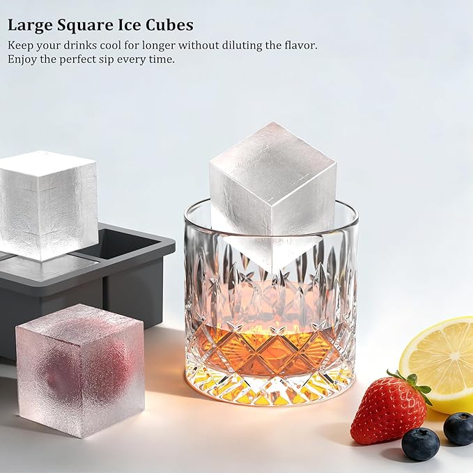 Bangp Silicone Ice Cube Trays with Metal Reinforced Frame(3 Pack),Large Ice Cube Tray with Lid,Easy Release Whiskey Ice Cubes Mold,Ice Trays for Freezer,Stackable Ice Cube Tray(Grey) - Image 6