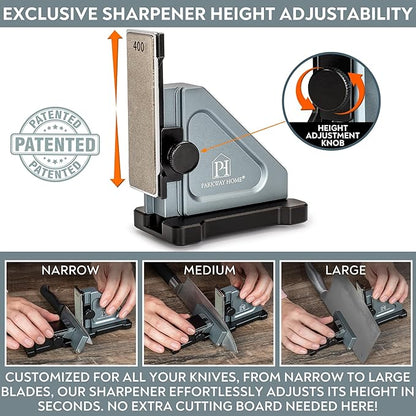PATENTED ORIGINAL ADJUSTABLE ROLLING KNIFE SHARPENER KIT: Adjustable Height, 10° to 40° for 30 Angle Options, Removeable Diamond Plates with Travel Case - Kitchen Knife Sharpener - Image 4