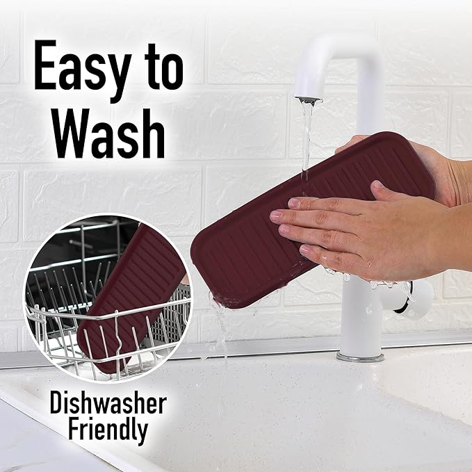 Zulay Kitchen (9x3.5) Silicone Sponge Holder for Kitchen Sink - Flexible Multipurpose Soap Tray - Sink Organizer for Kitchen, Bathroom, Makeup, Trinkets & More (Dark Mahogany) - Image 7