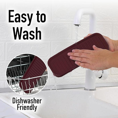 Zulay Kitchen (9x3.5) Silicone Sponge Holder for Kitchen Sink - Flexible Multipurpose Soap Tray - Sink Organizer for Kitchen, Bathroom, Makeup, Trinkets & More (Dark Mahogany) - Image 7