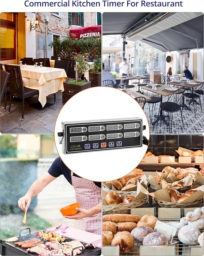 QWORK Digital Kitchen Timer - 8-Channel Multi-Timer with Waterproof Panel, Adjustable Volume - Image 6