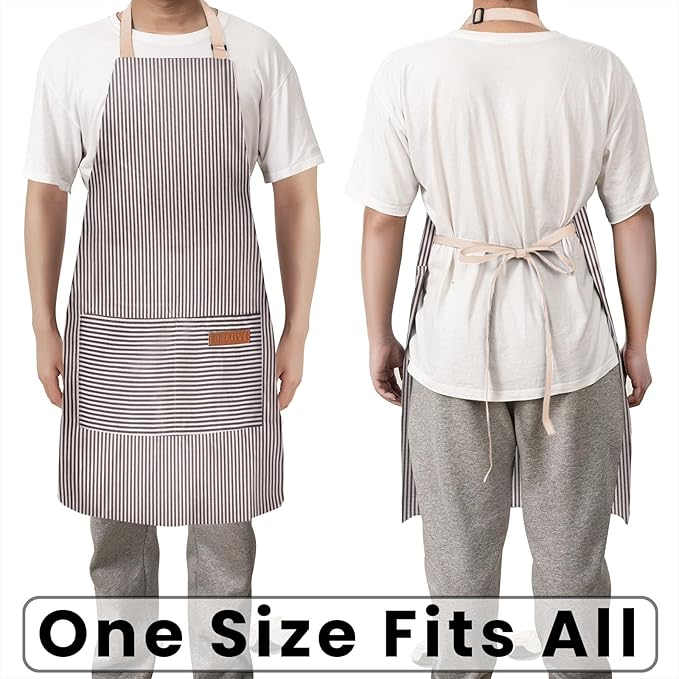 BeLuyi 2 Pack Adjustable Bib Apron with 2 Pockets Chef Cooking Kitchen Restaurant Aprons for Women Men - Image 5