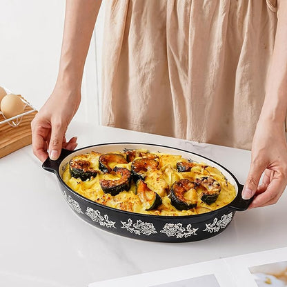 Wisenvoy Casserole Dish Baking Dish Ceramic Au Gratin Baking Dish Lasagna Pan Oval Casserole Dishes for Oven - Image 2
