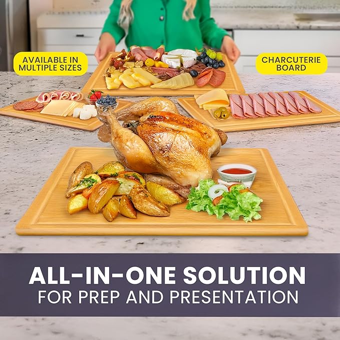 Glue-Free Surface™ 2XL Extra Large Bamboo Cutting Board Set of 4 – Small, Medium, XL, and Oversized Sizes from Chopping Vegetables to Carving Meat & Turkey for Large Family Meal Prep and Gatherings - Image 2