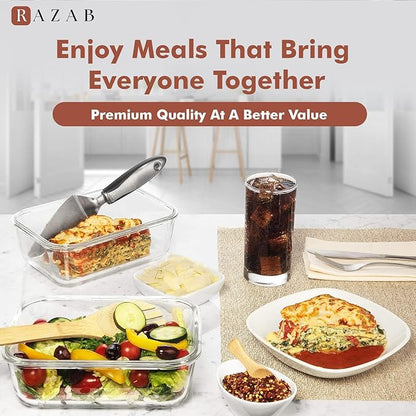 Razab 4 PC 1860ml / 63 Oz / 8 Cups Large Glass Food Storage Containers with Lids - Glass Meal Prep Containers for Roasting & Storing Leftover, Lunch Container with Lids, Microwave & Oven Safe - Image 9