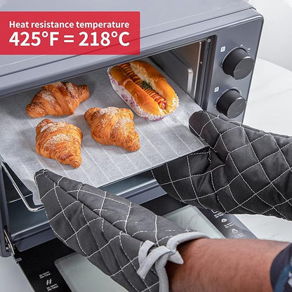 Oven Mitts Flame Retardant Mitts Heat Resistant to 425 °F 15 Inch Kitchen Mitt Black Color 2-Pack - Image 4