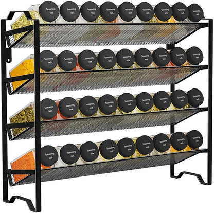 Simple Trending 2 Pack 4 Tier Spice Rack Organizer,Stackable Kitchen Counter Shelves,for Cabinet,Countertop,Pantry, Door or Wall Mount, Metal Mesh,Jars not Included, Black - Image 8