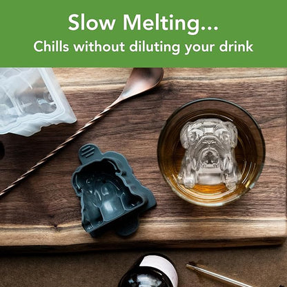 Tovolo Bulldog Ice Cube Mold Pack of 2 Craft Ice Cube Molds for Whiskey Bourbon Cocktails, Easy Fill Funny English Bull Dog Shaped Ice Cube Gifts for Bulldog Lovers, Dishwasher Safe BPA Free Silicone - Image 2
