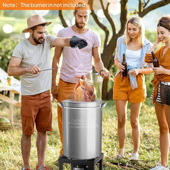 ROVSUN 44QT Stainless Steel Seafood Boil Pot with Strainer Basket, Lid & Hook, Versatile Stock Pot for Crab, Lobster, Shrimp Boiling, Heavy-Duty Turkey Fryer for Outdoor Cooking & Gatherings - Image 7