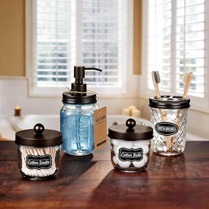 Amolliar Mason Jar Liquid Soap Dispenser Lid, Rust Proof Stainless Steel, Cute Farmhouse Decor for Kitchen, Bathroom, Bath, Refill Liquid Soap Pump for Hand Soap, Dish Soap, Lotion Soap,Bronze 2 Pack