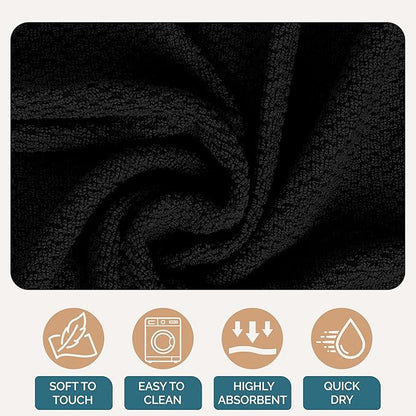 Casa Platino Dish Towels and Dish Cloths for Washing Dishes, 8 Piece Kitchen Towel and Dishcloth Set for Sinkside Duties – A Sleek Staple for Efficient Post-Meal Cleanup – Black