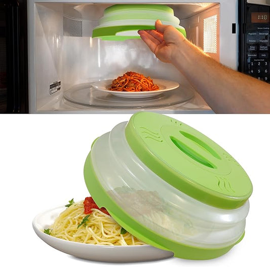 HOVER COVER Magnetic Microwave Splatter Cover with High Power, Strongest Magnetic Grip, Collapsible 12-Inch BPA-Free Food Lid, Vented Plate Guard, Dishwasher Safe, Space-Saving Storage - Green by HoverCover