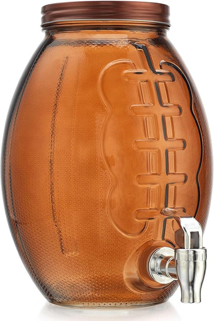 Football Drink dispenser, Glass Beverage Dispenser For Football Party & decorations, Drink Dispenser With 100% Leakproof Spigot Perfect For Parties And Daily Use 1 GALLON