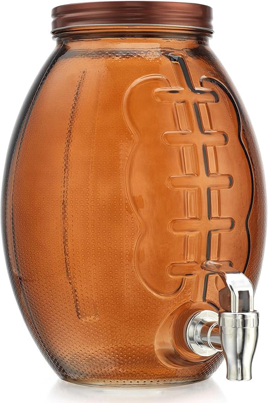 Football Drink dispenser, Glass Beverage Dispenser For Football Party & decorations, Drink Dispenser With 100% Leakproof Spigot Perfect For Parties And Daily Use 1 GALLON