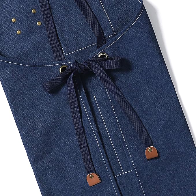 AFUN Chef Aprons for Men Women with Oversized Pockets, 16-Ounce Cotton Canvas Cross Back Heavy Duty Work Apron (Dark Blue) - Image 6