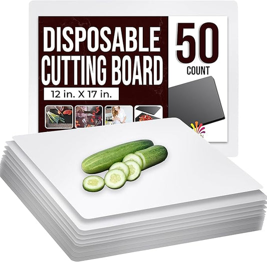 Disposable Cutting Boards for Kitchen 50 Count White Cutting Board 12 Inch X 17.5 Inch Flexible Cutting Boards For Kitchen ~ Patent Pending ~ Recyclable Disposable Cutting Board Sheets By Crown