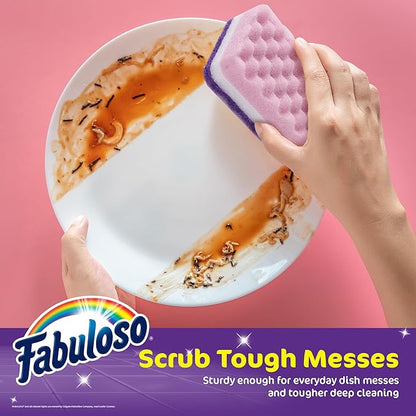 Fabuloso Scratch-Free Kitchen Dish Sponges, Purple Cellulose Scrubber Sponge with Scouring Pad for Dishes, Pots, Pans, Counters and Sinks, Tough on Messes, 4.25 x 2.75 x 1.25 in, 12 Count - Image 3