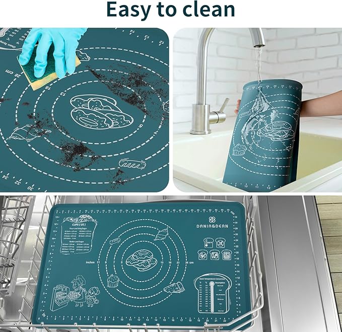 DANIA & DEAN [Pro Edition] 1.1mm Heavy-Duty Silicone Pastry Mat with 4.5mm Raised Edge, Exclusive Mom Theme 26"x16" Large Baking Mat for Rolling Dough, Non-Slip Spill-Proof Kneading Mat, Gift for Mom - Image 5