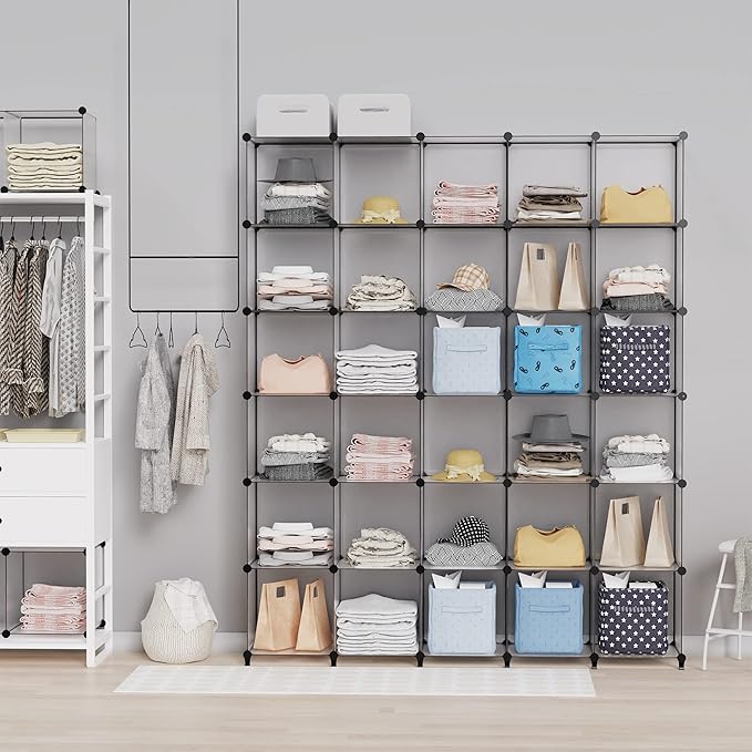 HOMIDEC Closet Organizers and Storage, 9 Cube Storage Organizer, Portable Closet Organizer Storage Cubes Shelves, Grey - Image 2