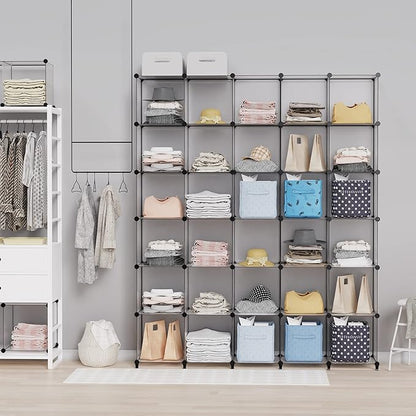 HOMIDEC Closet Organizers and Storage, 9 Cube Storage Organizer, Portable Closet Organizer Storage Cubes Shelves, Grey - Image 2