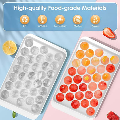 WIBIMEN Ice Cube Tray with Lid and Bin - Round Ice Trays for Freezer with Lid - Ice Cube Trays for Freezer with Ice Container (1"-2PACK White) - Image 3