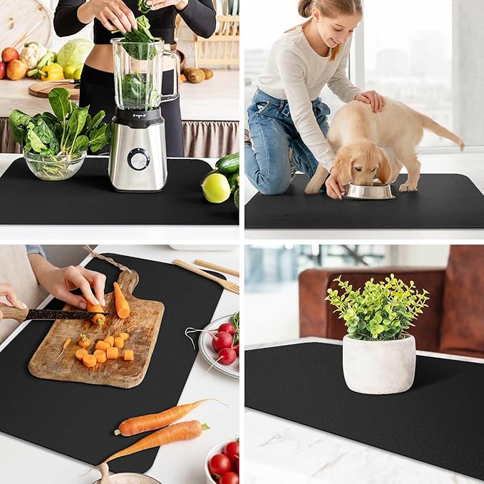 WISELIFE Dish Drying Mat Super Absorbent Drying Mat Large Dish Drying Mats for Kitchen Counter Easy Clean Dish Mat Kitchen Drying Mat18"x 32" Classic Black - Image 6