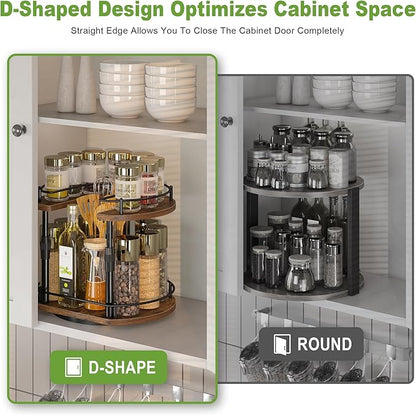 Across-Star Lazy-Susan-Spice-Rack -Organizer For Cabinet With Adjustable Height, 12 inch Rotating Seasoning Holder Spice Organization For Pantry, 2-Tier Kitchen Counter Shelf Countertop Organizer - Image 3