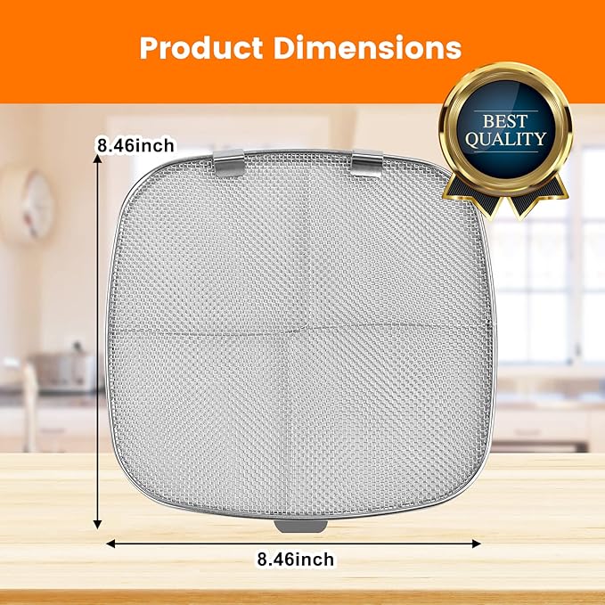 Stainless Steel Splatter Shield for Ninja Foodi AG301, Air Fryer Accessories Replacement Parts Fine Mesh Splatter Screen for Ninja Foodi 5 in1 Indoor Grill Air Fryer AG300,AG300C,AG301C,AG302,AG400