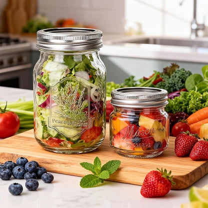Eathtek 16 oz Glass Mason Jars with Regular Lids, 6 Pack 500 ml Canning Jars With Labels, Tags & Twine for Jam Jelly Spice Honey Herbs, Shower Favors Food Storage Wedding & Party Decor