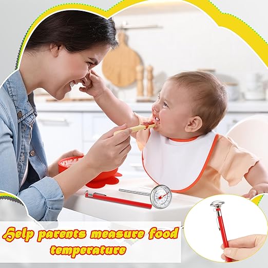 14 Pcs Stainless Steel Food Thermometer with 1 Inch Dial Pocket Kitchen Thermometer Instant Read for Milk Foam Frothing Meat Coffee Drinks Chocolate Water Oven Cooking Probe Long Stem