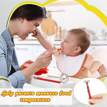 14 Pcs Stainless Steel Food Thermometer with 1 Inch Dial Pocket Kitchen Thermometer Instant Read for Milk Foam Frothing Meat Coffee Drinks Chocolate Water Oven Cooking Probe Long Stem