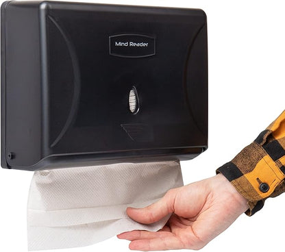 Mind Reader Paper Towel Dispenser, Tri-Fold Towel Holder, Restroom, Wall Mount, Bathroom, Black by MindReader
