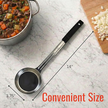 6 Ounce Solid Stainless Steel Portion Control Ladle Spoon for Measuring and Serving; Commercial Grade Serving Scoops [Pack of 12] - Image 6