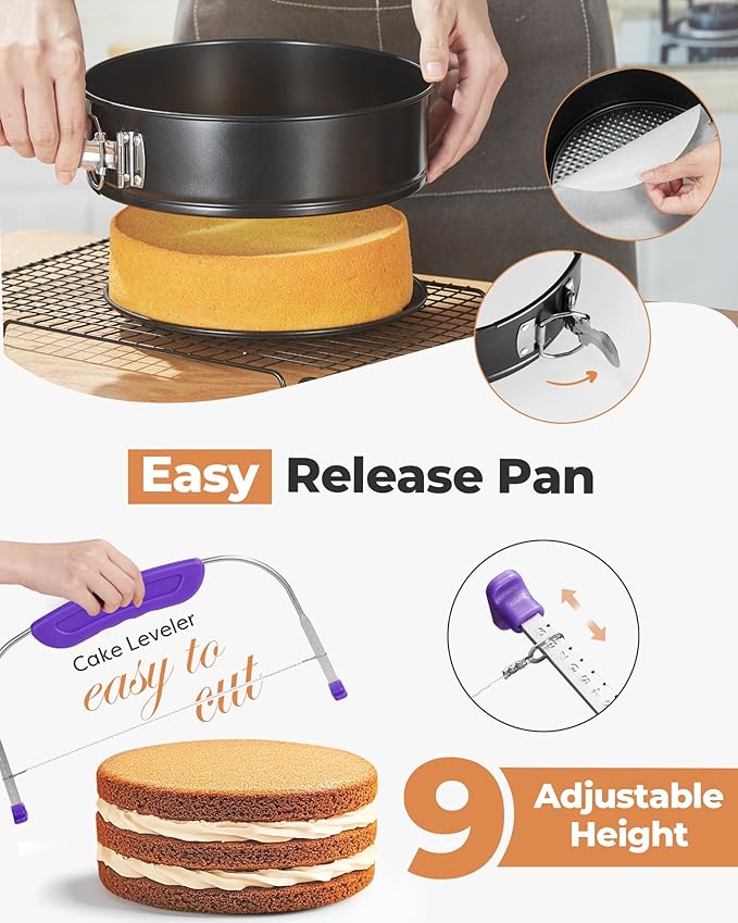 Kootek 700pcs Cake Decorating Kit, Baking Supplies with Springform Pans, Cake Turntable for Decorating, Piping Tips Set, Pastry Bags, and More Baking Tools for Mother's Day - Image 3