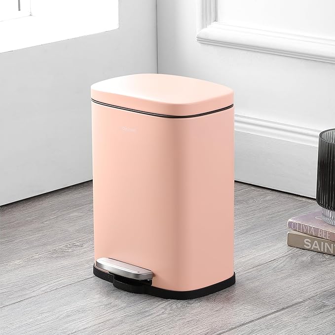 happimess HPM1006G Connor Rectangular 13-Gallon Trash Can with Soft-Close Lid and Free Mini Trash Can, Fingerprint Resistant, Modern, Minimalistic for Home, Kitchen, Office, Bathroom, Flamingo Pink - Image 7