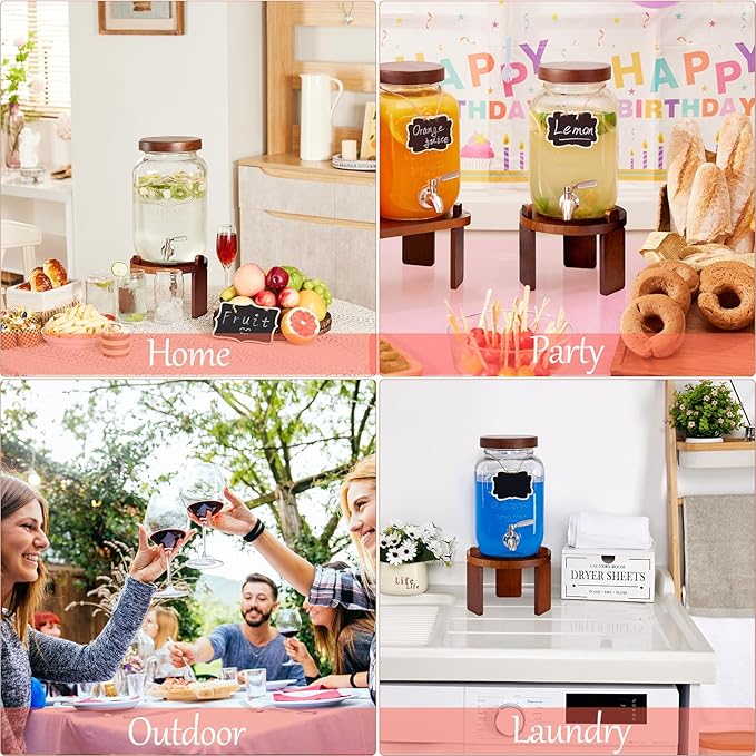 1 Gallon Drink Dispenser for Parties,Glass Beverage Dispenser with Stand,Water Dispenser with 18/8 Stainless Steel Spigot,Lemonade Stand Dispenser for Fridge,Juice,Punch,Cocktails,Ice Tea & Sun Tea - Image 7