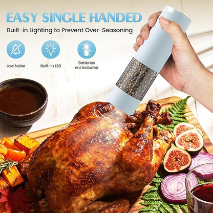 Electric Salt and Pepper Grinder Set Automatic Battery Pepper Mill Shakers Adjustable Coarseness Upgraded Larger Capacity with Led Home and Kitchen Appliances Birthday Gifts for Women Mom - Image 3